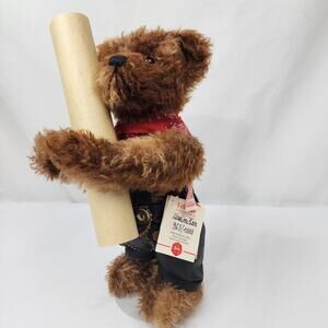 Teddy Hermann LE 1000 Urkunde Brown 12" Teddy Bear Lederhosen Cert & Stand NWTs